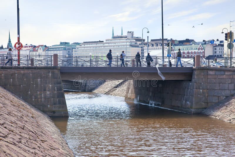 Municipal landscape. Channel inflowing in the gulf of Finland. Municipal landscape. Channel inflowing in the gulf of Finland