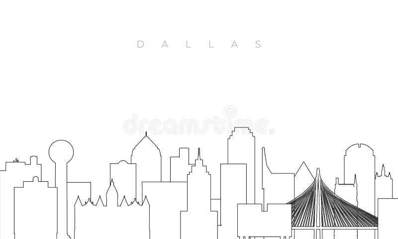 达拉斯天际线. 向量例证