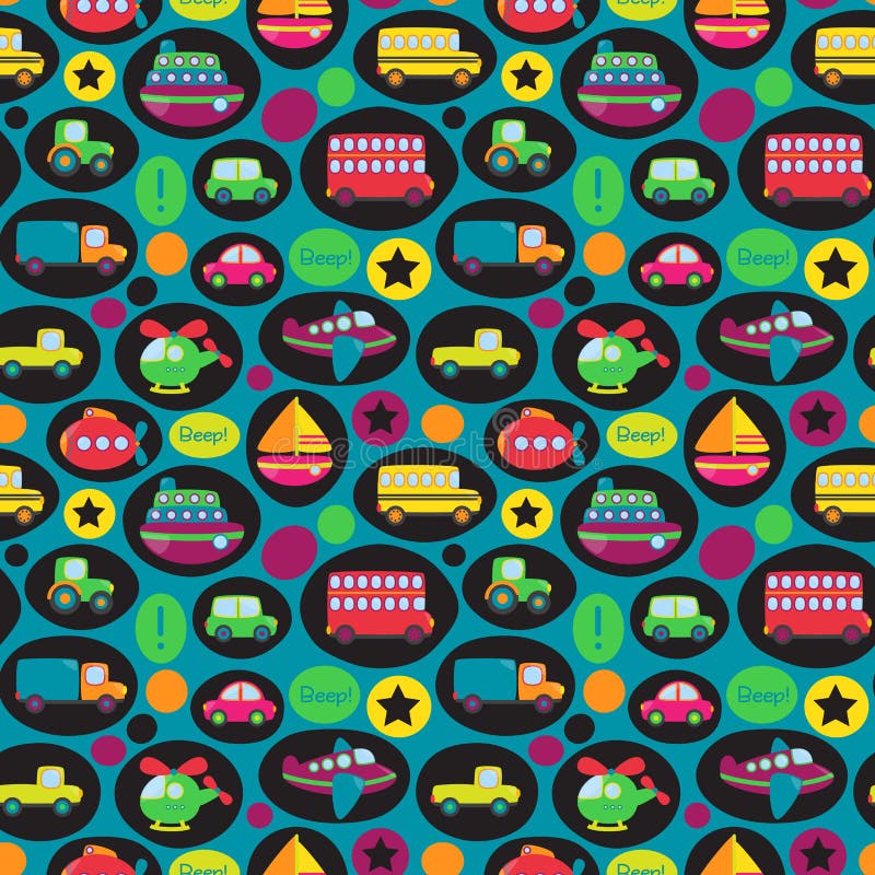 Transportation Themed Seamless Tileable Background or Pattern. Transportation Themed Seamless Tileable Background or Pattern