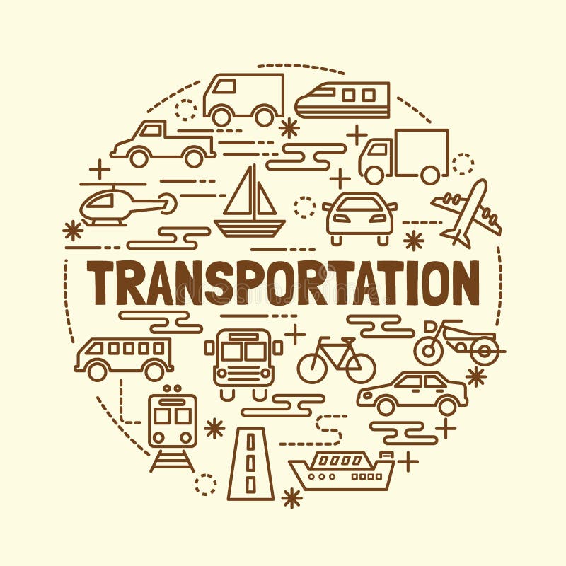 Transportation minimal thin line icons set, vector illustration design elements. Transportation minimal thin line icons set, vector illustration design elements