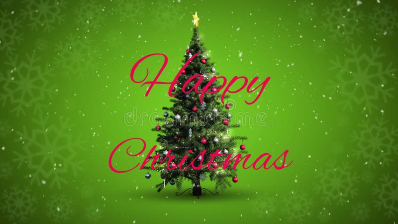 这个数字动画展示了雪花图案下飘落的圣诞树 皇族释放例证