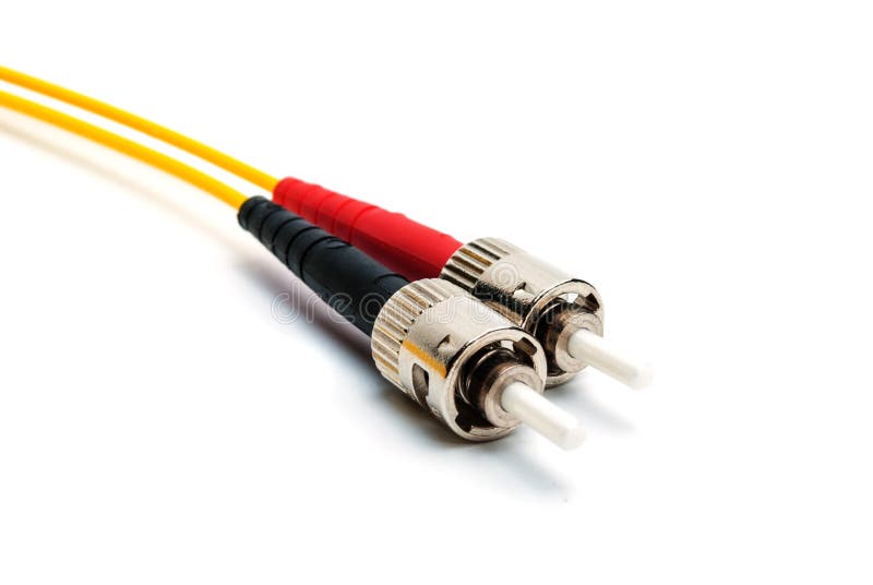 Two single-mode optical connectors st-type. side view. Two single-mode optical connectors st-type. side view.