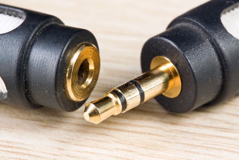 3.5mm mini jack with gold connector. 3.5mm mini jack with gold connector