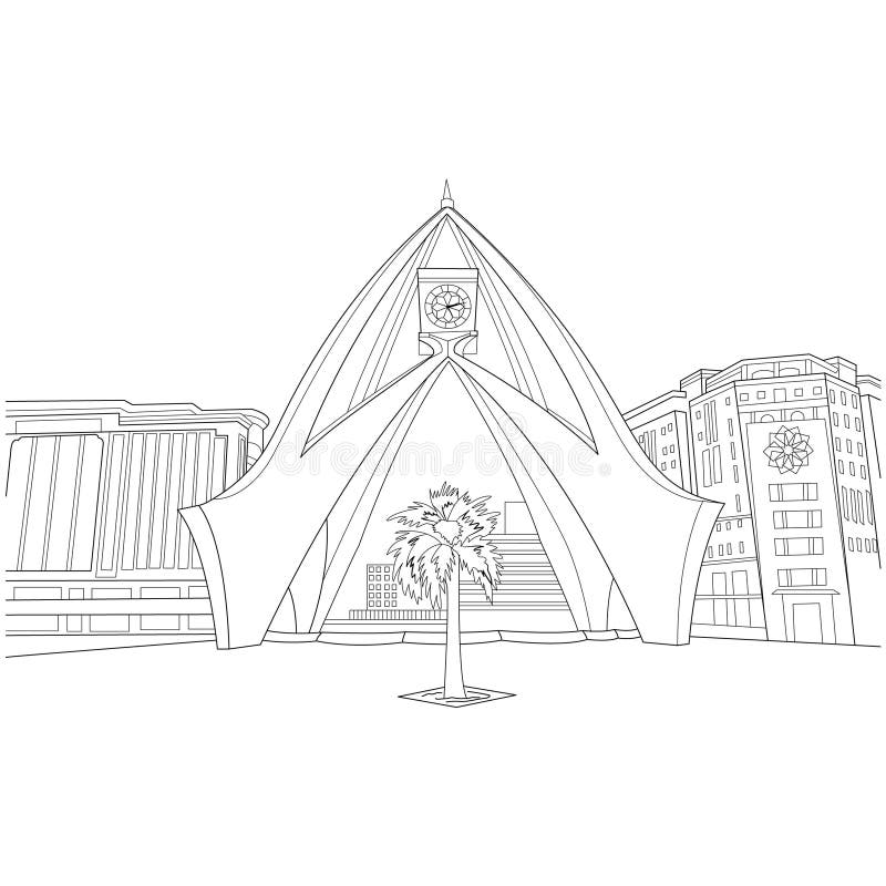 迪拉钟楼地标线艺术插图线艺术插图迪拜阿拉伯联合迪拉钟楼 向量例证