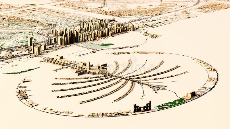 迪拜阿拉伯联合酋长国城市街道卫星地图. 宫殿. 向量例证