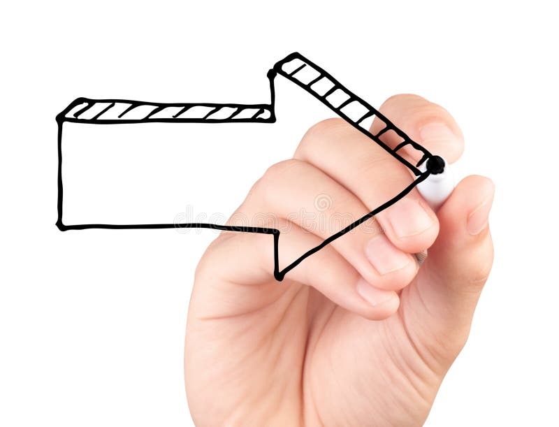 递画在白色背景隔绝的一个大箭头 免版税图库摄影