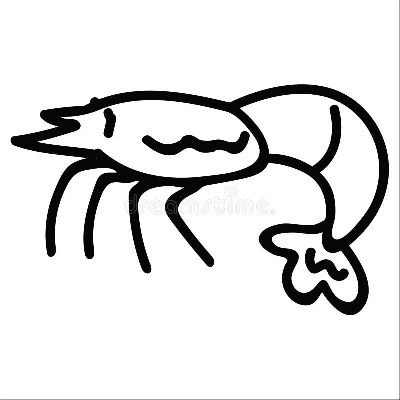 逗人喜爱的新虾lineart单色动画片传染媒介例证主题集合 手拉的被隔绝的甲壳动物的元素