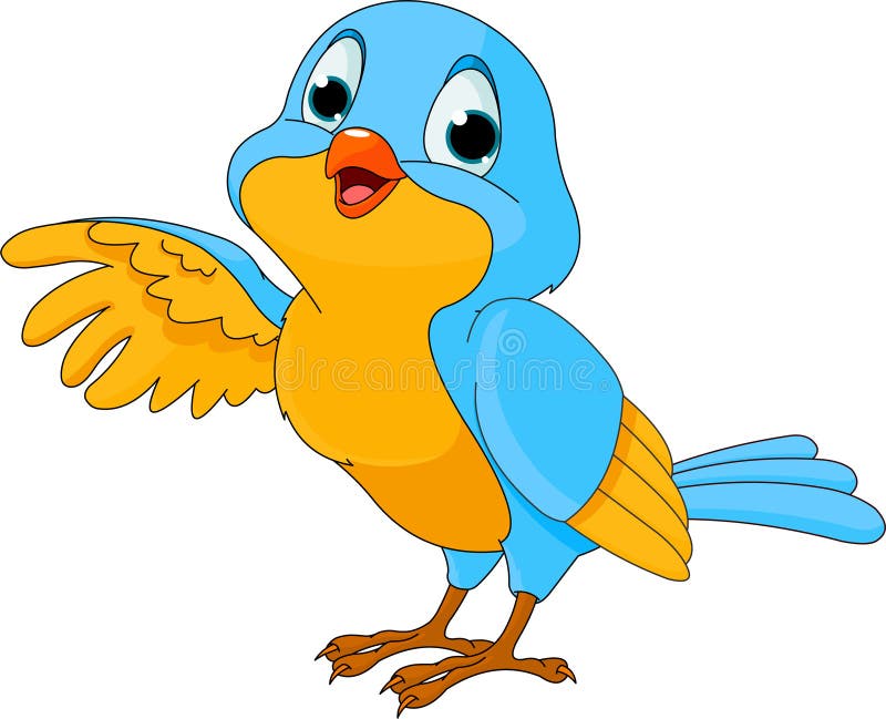 Cartoon illustration of a cute talking bird. Cartoon illustration of a cute talking bird