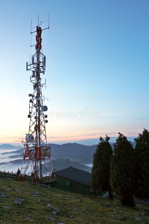 Communications tower sunrise. Communications tower sunrise
