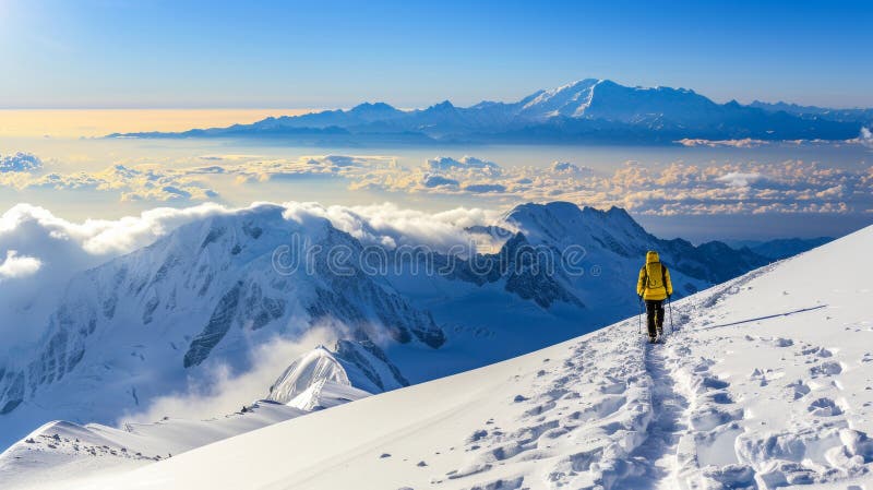 通过探索山的美丽拥抱登山生活方式 库存例证