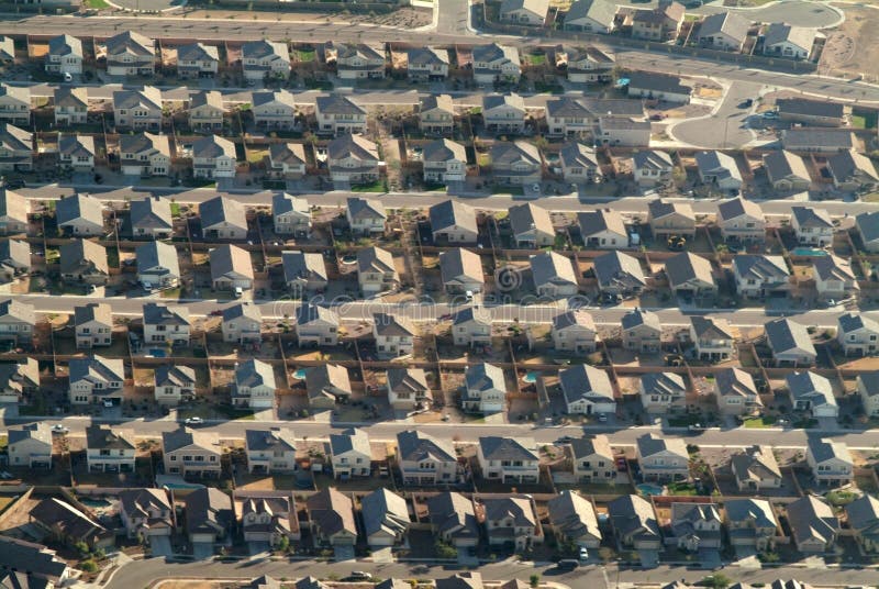 Suburban sprawl shown inn this aerial shot of a development. Suburban sprawl shown inn this aerial shot of a development