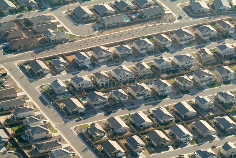 Suburban sprawl as shown in this aerial shot. Suburban sprawl as shown in this aerial shot