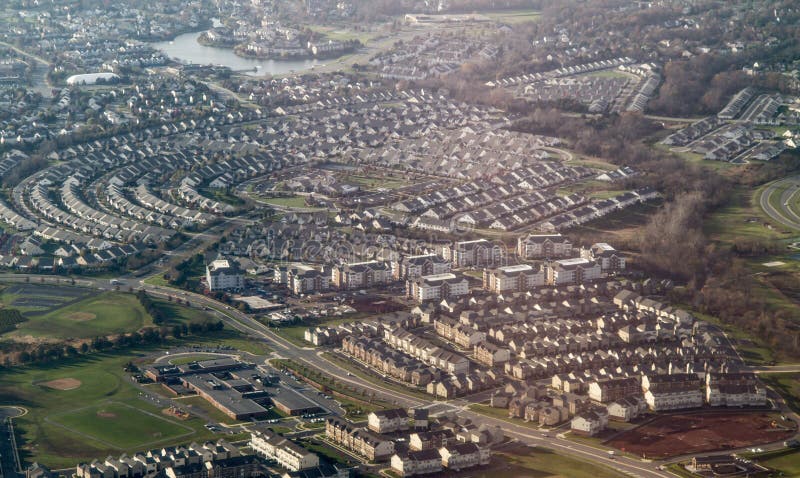 Aerial view of suburban sprawl between Frederick, Maryland and Washington DC. Aerial view of suburban sprawl between Frederick, Maryland and Washington DC