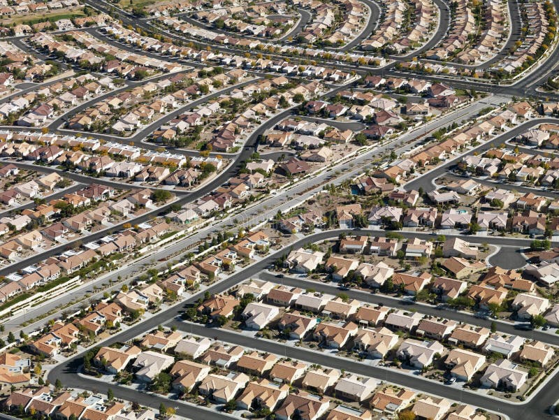 Aerial view of suburban neighborhood urban sprawl in Las Vegas, Nevada. Aerial view of suburban neighborhood urban sprawl in Las Vegas, Nevada.