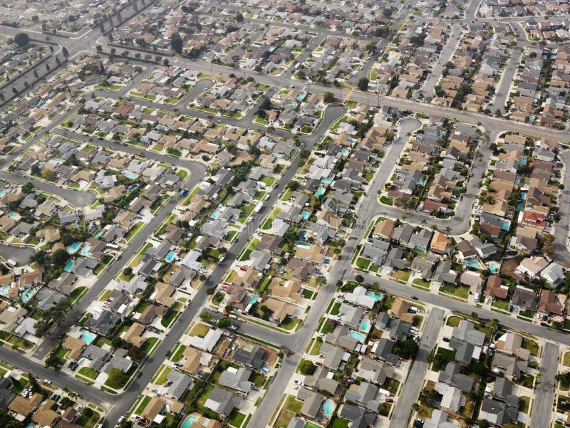 Aerial view of sprawling Southern California urban housing development. Aerial view of sprawling Southern California urban housing development.