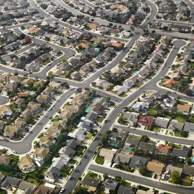 Aerial view of sprawling Southern California urban housing development. Aerial view of sprawling Southern California urban housing development.