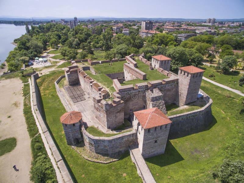 Aerial view of Baba Vida fortress next to Danube river, Vidin, Bulgaria. Aerial view of Baba Vida fortress next to Danube river, Vidin, Bulgaria