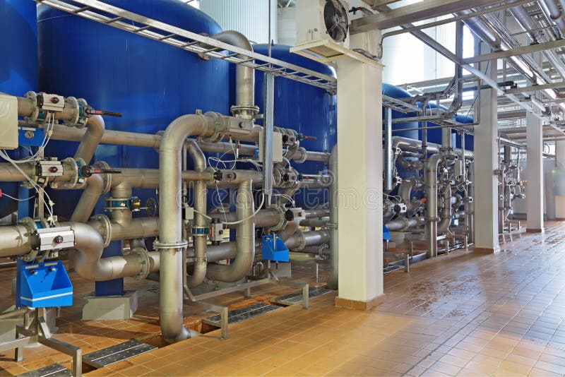 Brewing production - department for preparation of the water, filters. Brewing production - department for preparation of the water, filters