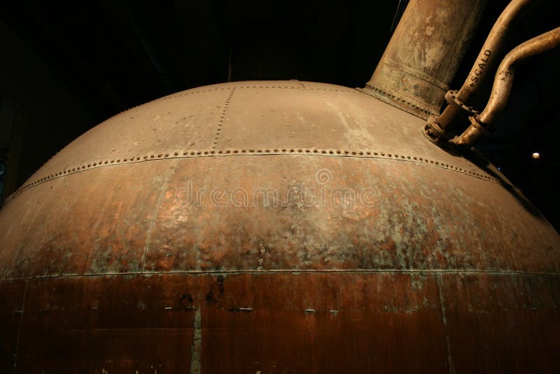 Vintage copper tank for boiling and making beer. Vintage copper tank for boiling and making beer