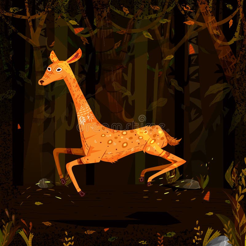 Wild animal Deer in jungle forest background in vector. Wild animal Deer in jungle forest background in vector