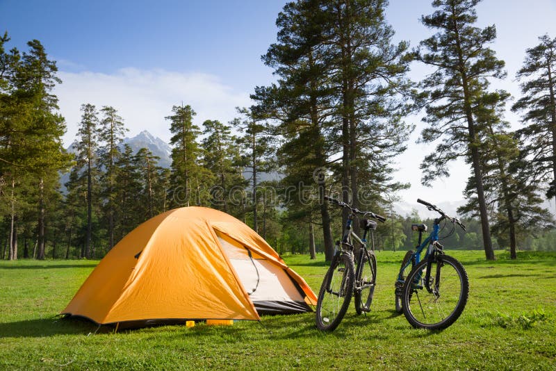 Camping near mountains in summer. Camping near mountains in summer