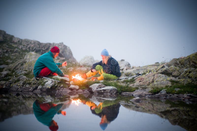 Couple tent camping in the wilderness. Couple tent camping in the wilderness