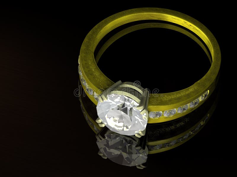 金刚石金戒指 免版税库存照片