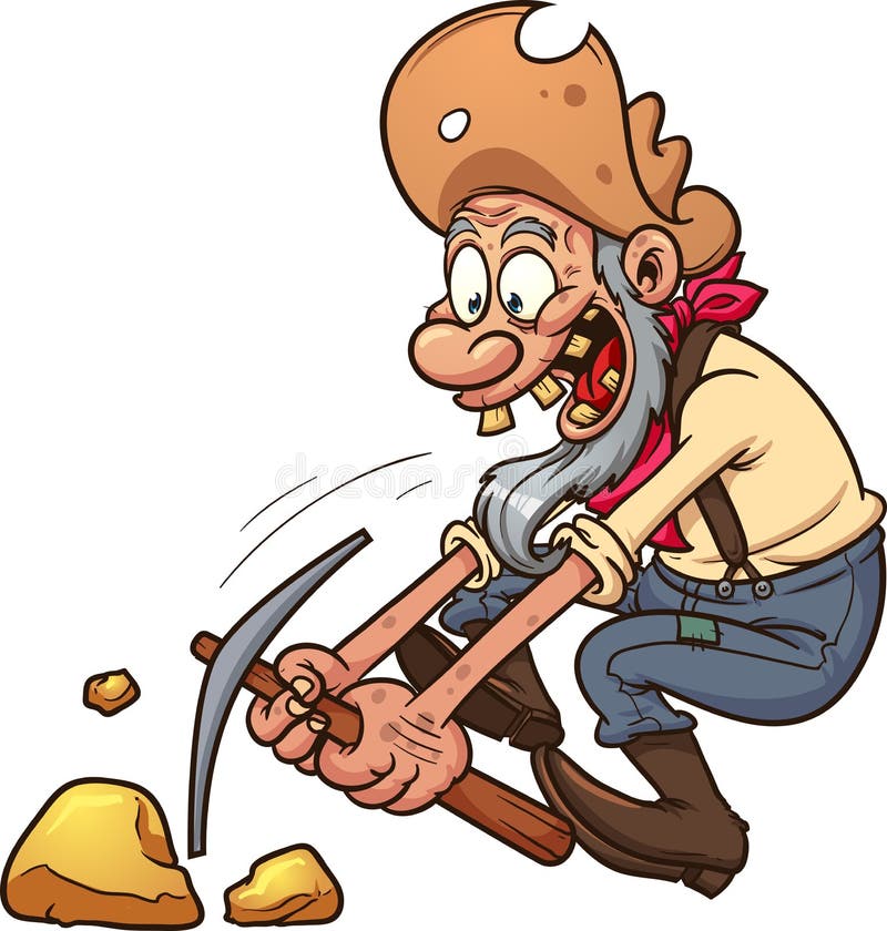 Happy old gold prospector. Vector clip art illustration with simple gradients. All in a single layer. Happy old gold prospector. Vector clip art illustration with simple gradients. All in a single layer.
