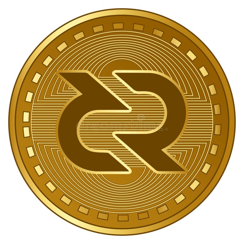 金色未来派贴花加密货币硬币矢量图插图 向量例证
