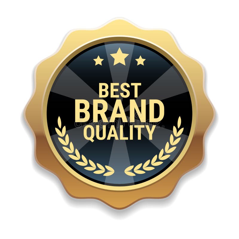 Golden badge. Brand Quality marker. Vector illustration. Golden badge. Brand Quality marker. Vector illustration
