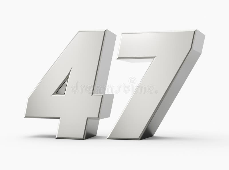 银3d数字4747. 突显的白色背景3d图 库存例证