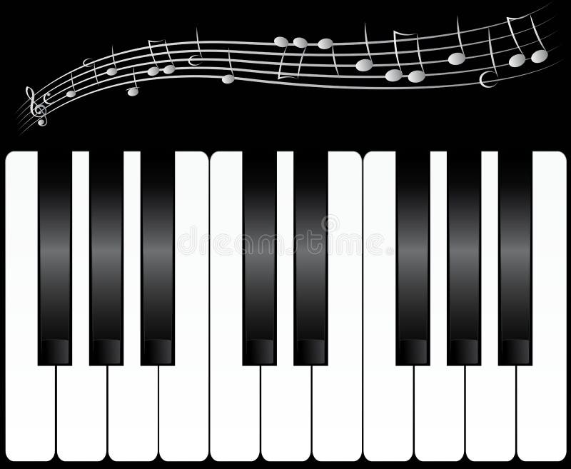 Illustration of piano keys and some music notes. Illustration of piano keys and some music notes.