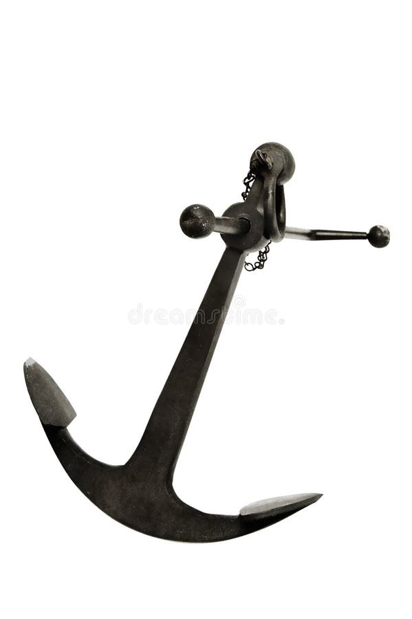 A boat anchor isolated on a white background. A boat anchor isolated on a white background