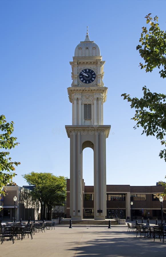 Dubuque Town Clock in clock tower square. Dubuque Town Clock in clock tower square.