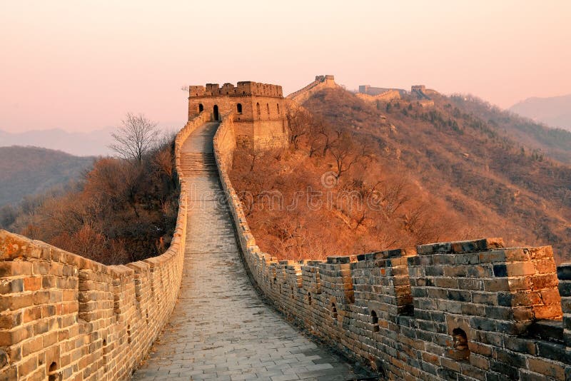 Great Wall sunset over mountains in Beijing, China. Great Wall sunset over mountains in Beijing, China.