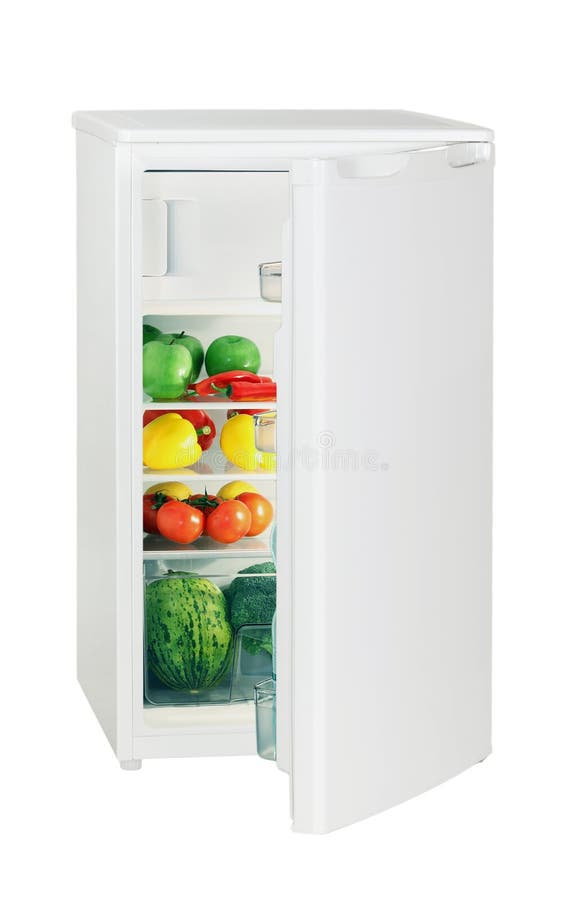 One door refrigerator isolated on white. One door refrigerator isolated on white