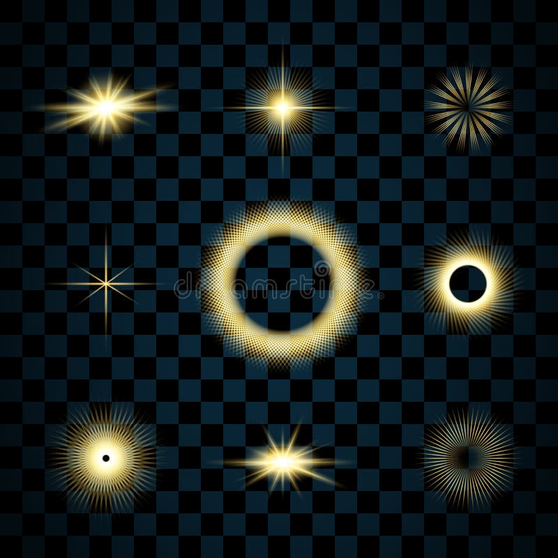 闪闪发光金星集合,被隔绝的透明背景 焕发亮光作用 与闪烁的金黄不可思议的爆炸,发光 库存例证 闪闪发光金星集合,被隔绝的透明背景 焕发亮光作用 与闪烁的金黄不可思议的爆炸,发光 库存例证