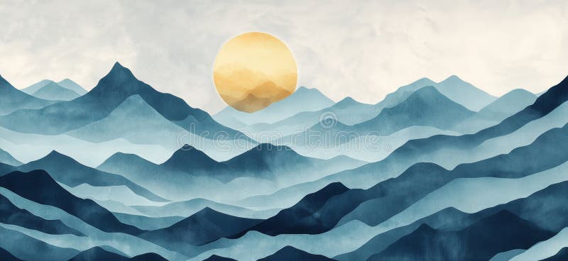 阳光柔和的金色调的山峰宁静的氛围复制空间 库存照片