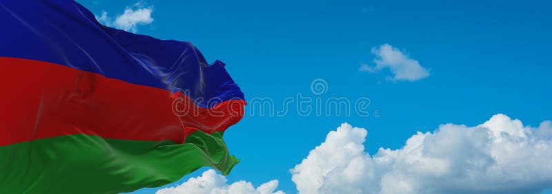 阴天背景p下的垫层民族旗 向量例证