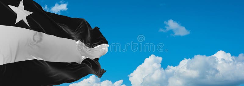 阴天背景中的垫底民族萨霍人旗 向量例证