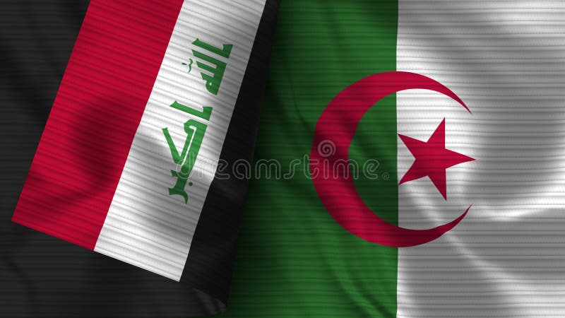 阿尔及利亚和伊拉克现实主义旗帜ndash织物纹理插图