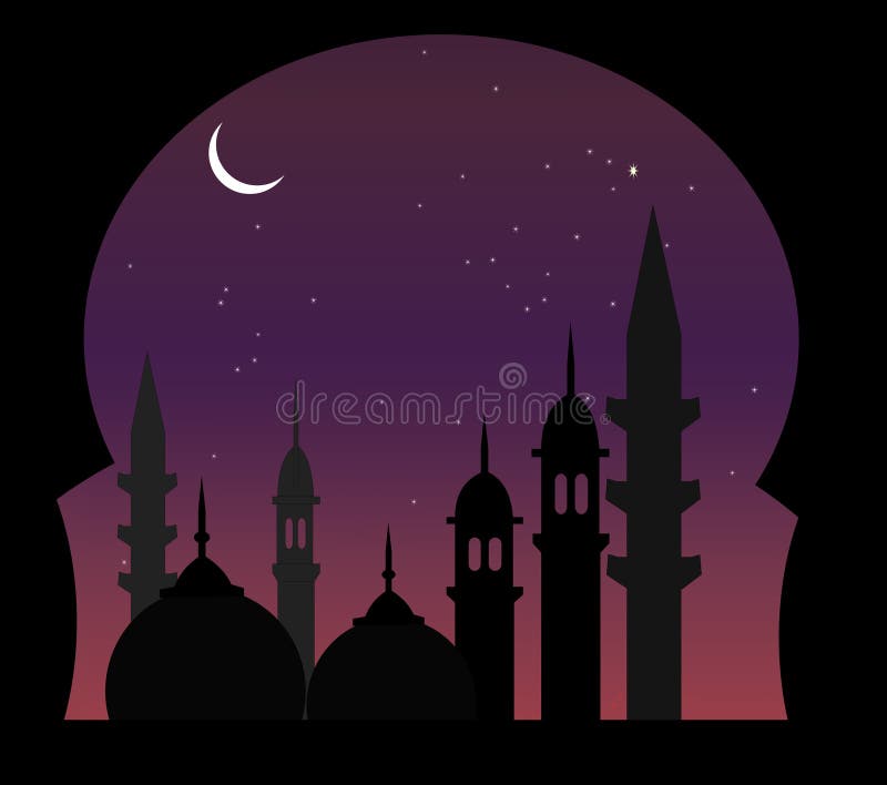 Illustration of a beautiful arabic night view. Illustration of a beautiful arabic night view