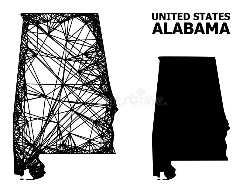 Web vector map of Alabama State. Wire carcass 2D mesh in eps vector format, geographic model for economics compositions. map of Alabama State are isolated on a white background. Web vector map of Alabama State. Wire carcass 2D mesh in eps vector format, geographic model for economics compositions. map of Alabama State are isolated on a white background.