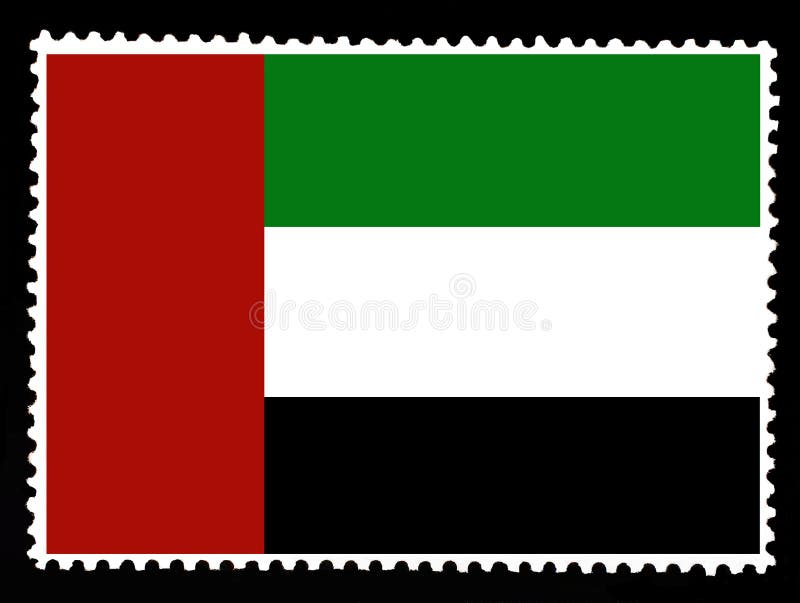阿联酋例证国旗  阿联酋的旗子的正式颜色和比例 邮票
