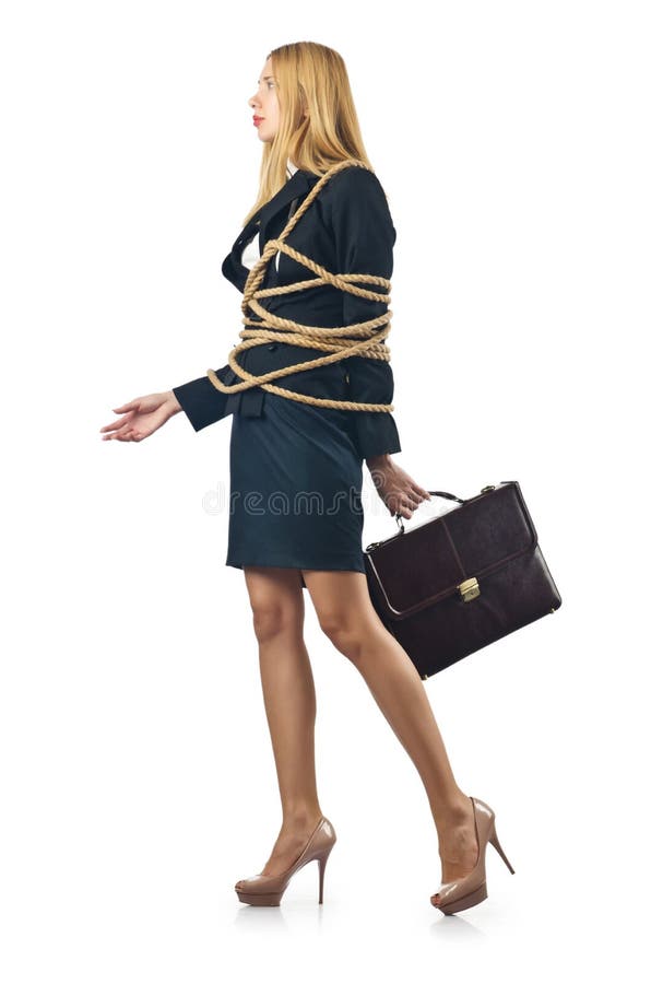 Tied woman in business concept. Tied woman in business concept