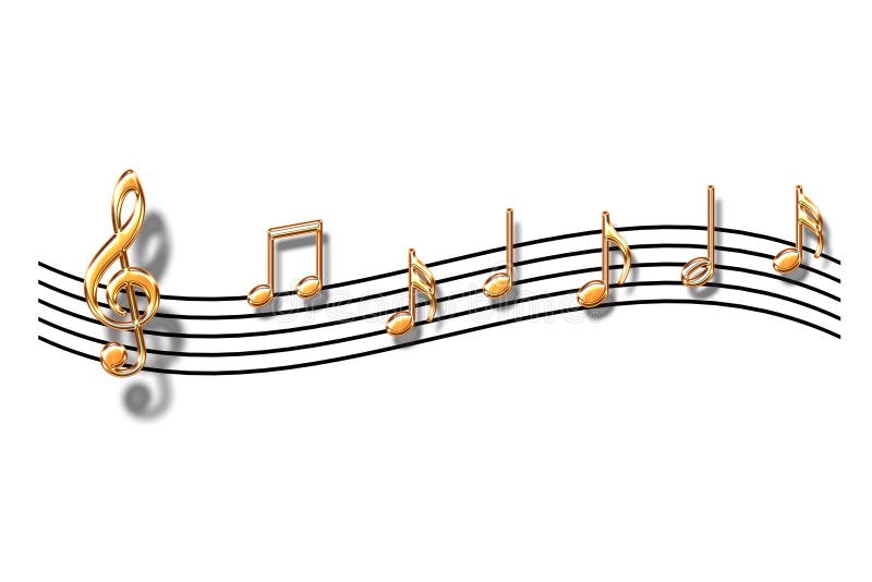 Gold musical notes on a white background. Gold musical notes on a white background