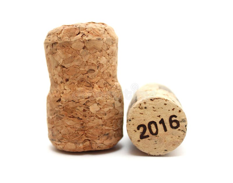 New Year's Eve/Champagne and wine corks new year's 2016 close-up on a white background. New Year's Eve/Champagne and wine corks new year's 2016 close-up on a white background