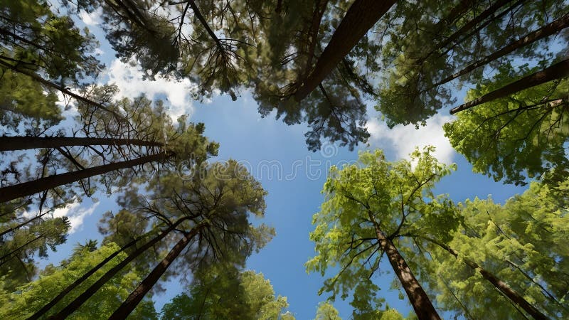 雄伟森林冠层向上的球形全景 向量例证