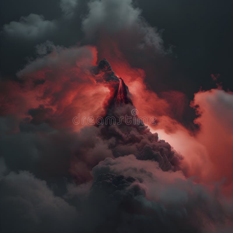 Powerful and dramatic night view of a volcano erupting, illuminating the dark sky AI generated. Powerful and dramatic night view of a volcano erupting, illuminating the dark sky AI generated