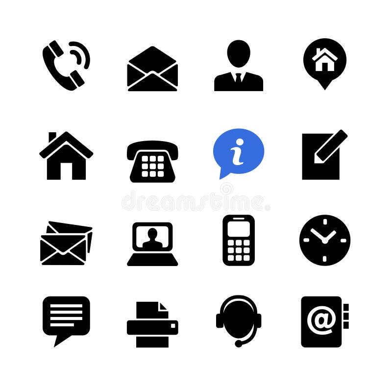 Web communication icon set: contact us. Web communication icon set: contact us